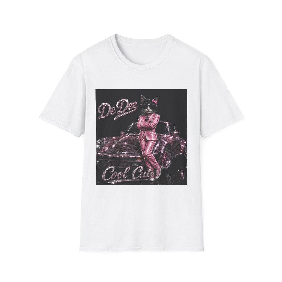 Cool Cat sparkles pink car Motivational T-Shirt — "Stay Cool. Work Hard. Never Quit."