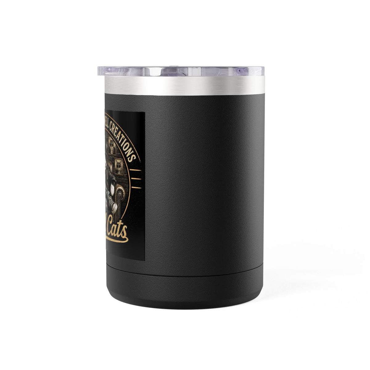 15oz Insulated Travel Mug — "Rescue Meow" Vintage Rescue Cats Design