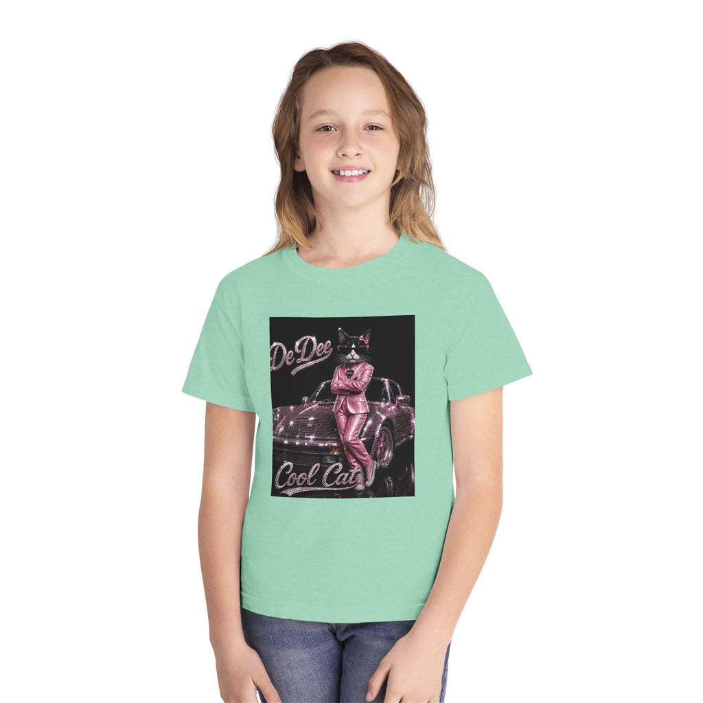 Cool Cat Youth Tee — 'Stay Cool. Work Hard. Never Quit.' Motivational Graphic Tee