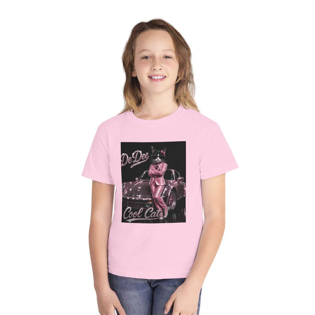 Cool Cat Youth Tee — 'Stay Cool. Work Hard. Never Quit.' Motivational Graphic Tee