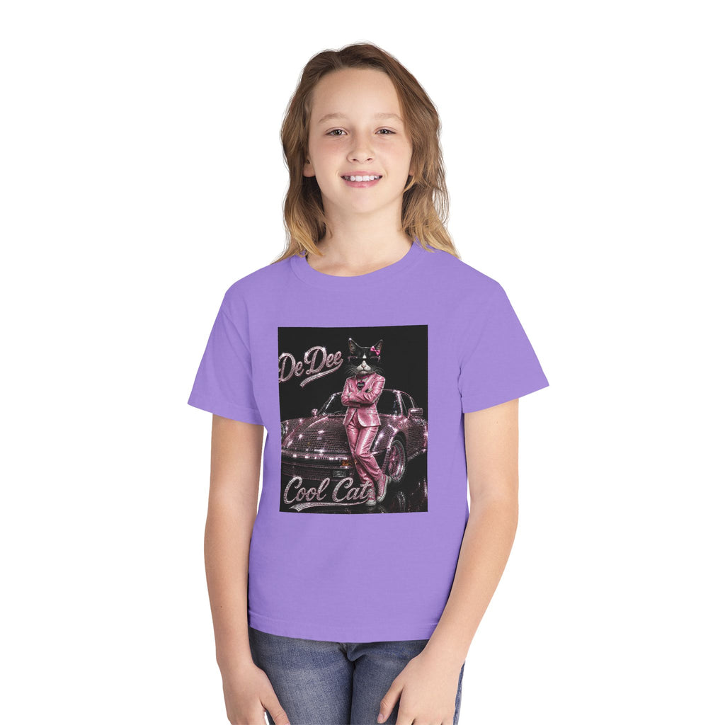 Cool Cat Youth Tee — 'Stay Cool. Work Hard. Never Quit.' Motivational Graphic Tee