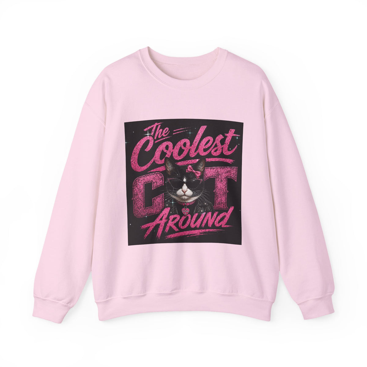 Coolest Cat Around Sweatshirt — Retro Cat Graphic Crewneck