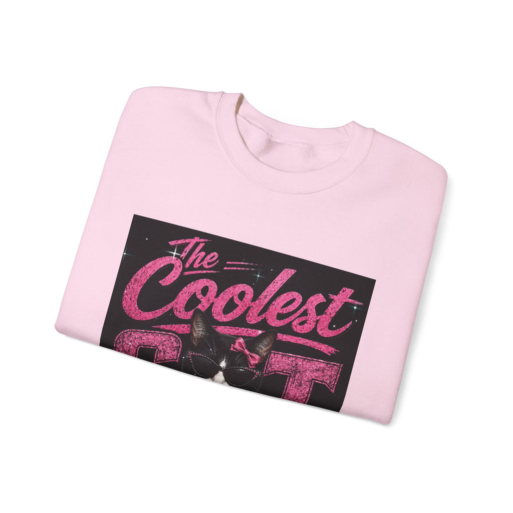 Coolest Cat Around Sweatshirt — Retro Cat Graphic Crewneck