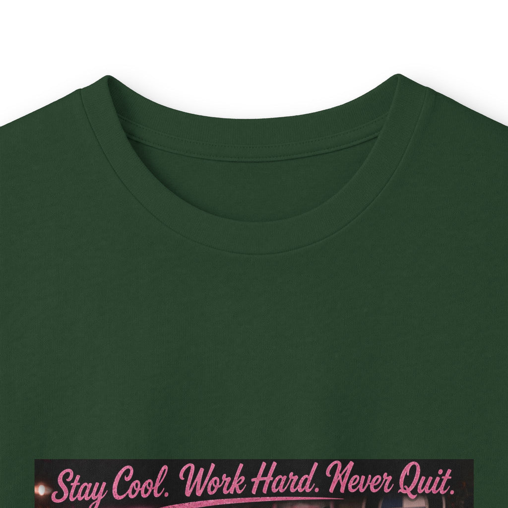 Cool Cat Long Sleeve Tee – "Stay Cool. Work Hard. Never Quit." Graphic Shirt