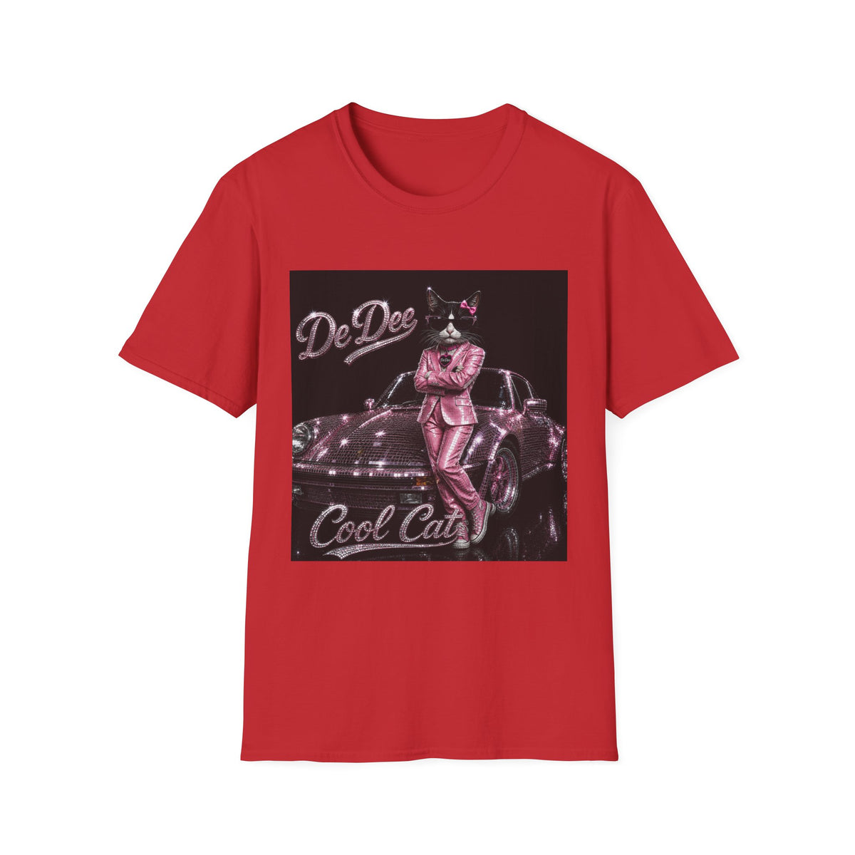 Cool Cat sparkles pink car Motivational T-Shirt — "Stay Cool. Work Hard. Never Quit."