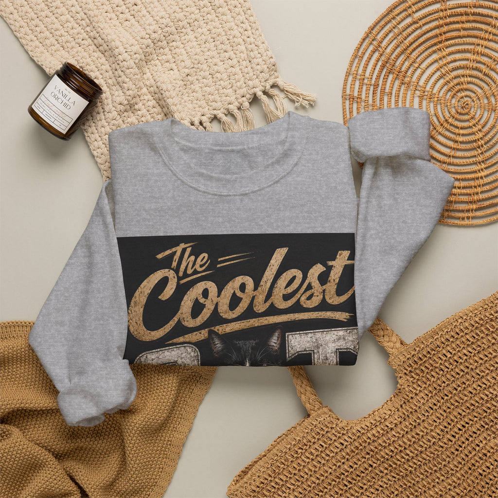 Coolest Cat Around Sweatshirt – Vintage Cat Graphic Crewneck