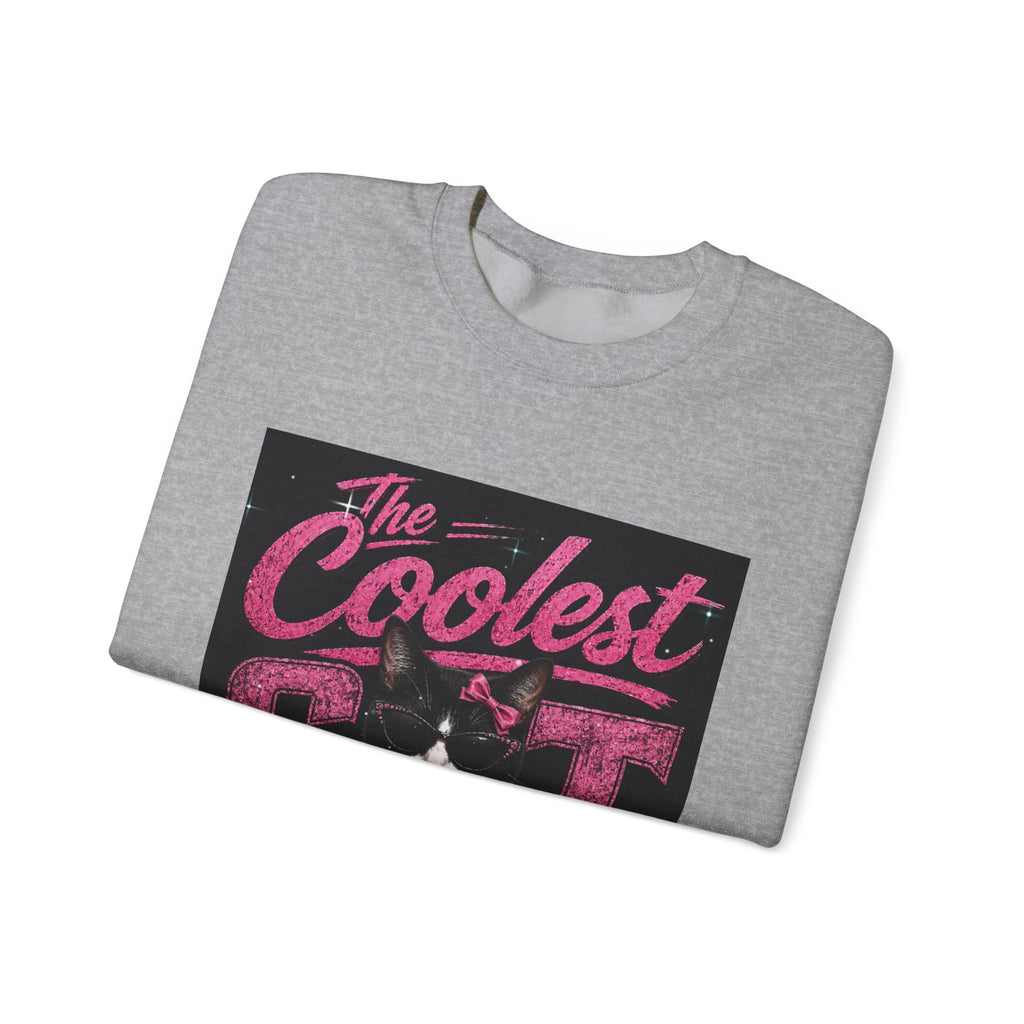 Coolest Cat Around Sweatshirt — Retro Cat Graphic Crewneck