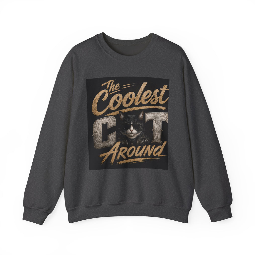 Coolest Cat Around Sweatshirt – Vintage Cat Graphic Crewneck