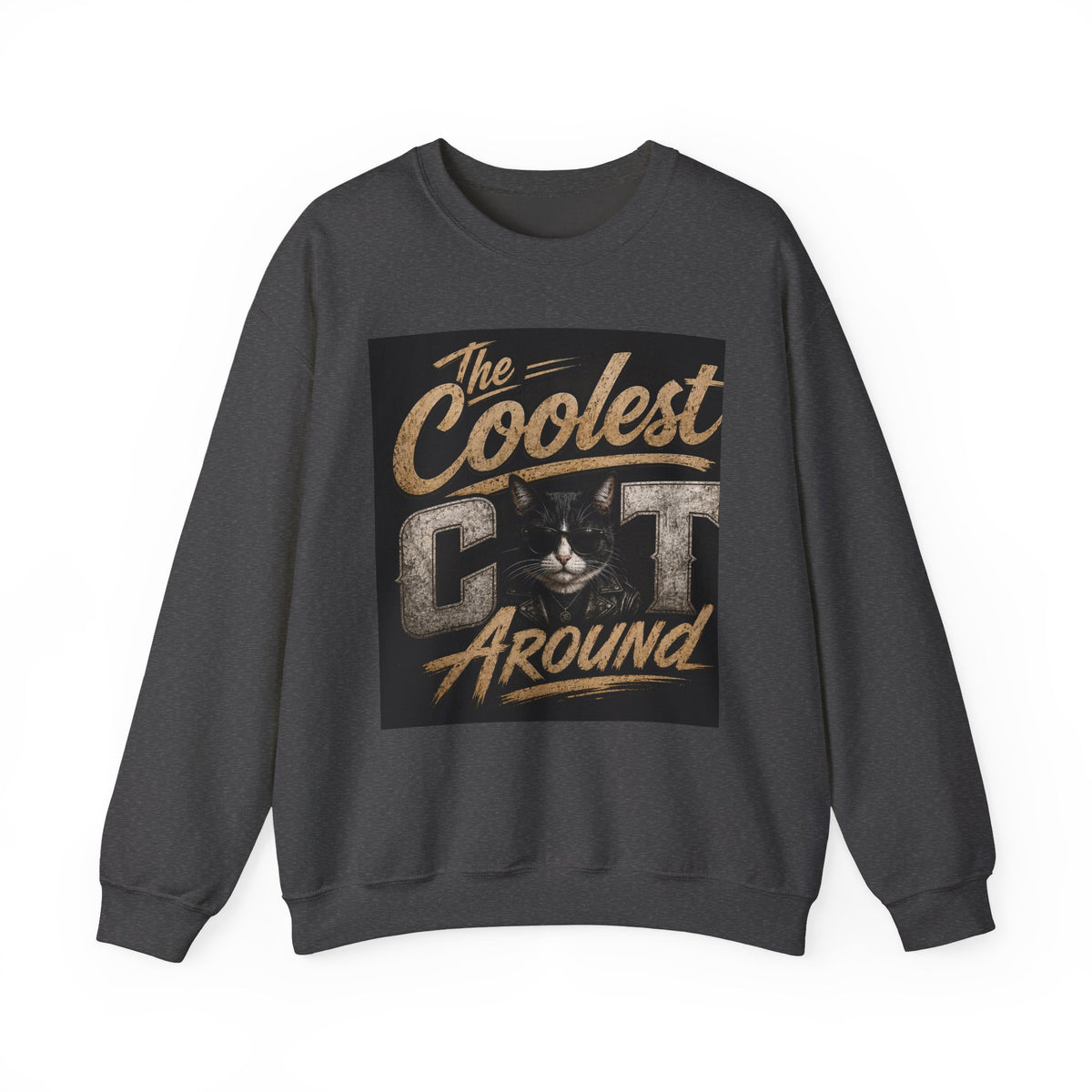 Coolest Cat Around Sweatshirt – Vintage Cat Graphic Crewneck