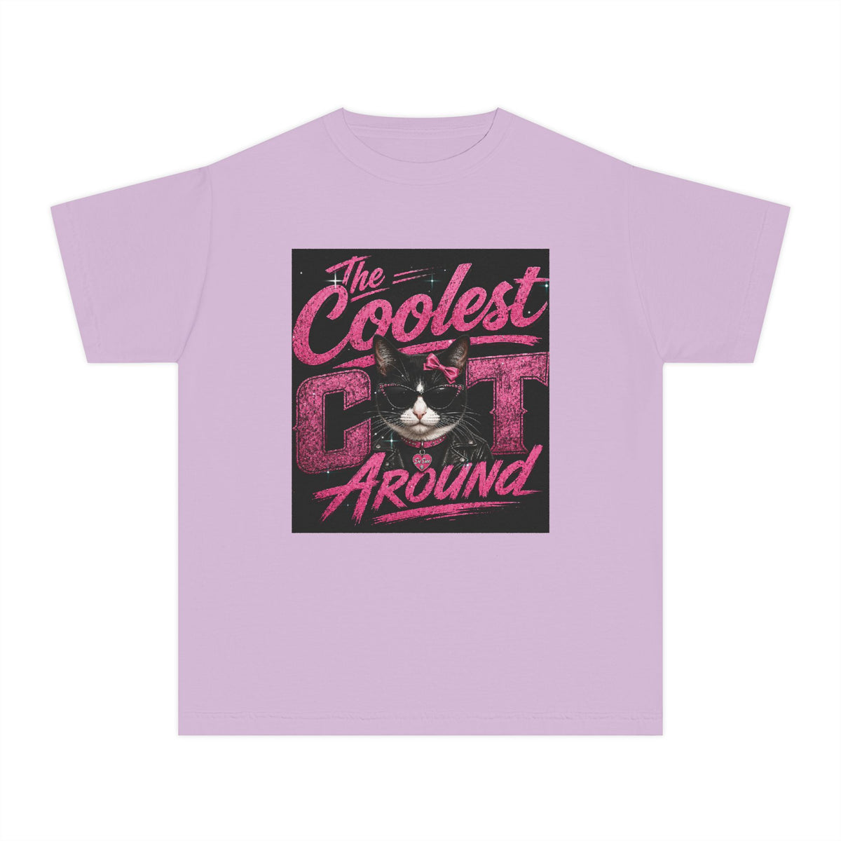 Youth Tee — "The Coolest Cat Around" Graphic Cat Shirt