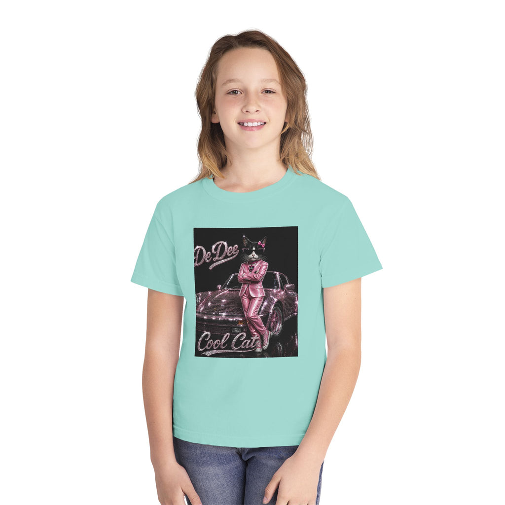 Cool Cat Youth Tee — 'Stay Cool. Work Hard. Never Quit.' Motivational Graphic Tee