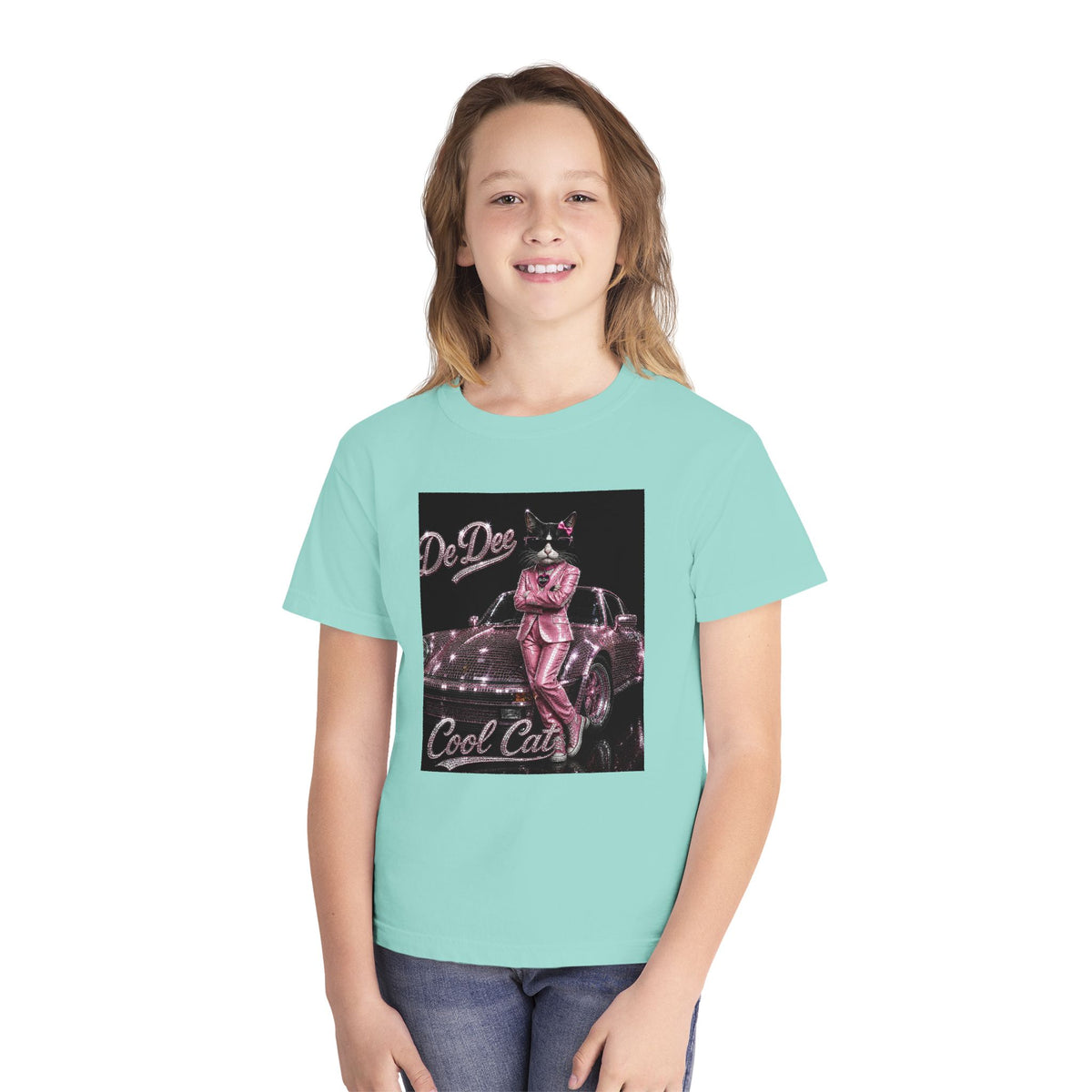 Cool Cat Youth Tee — 'Stay Cool. Work Hard. Never Quit.' Motivational Graphic Tee