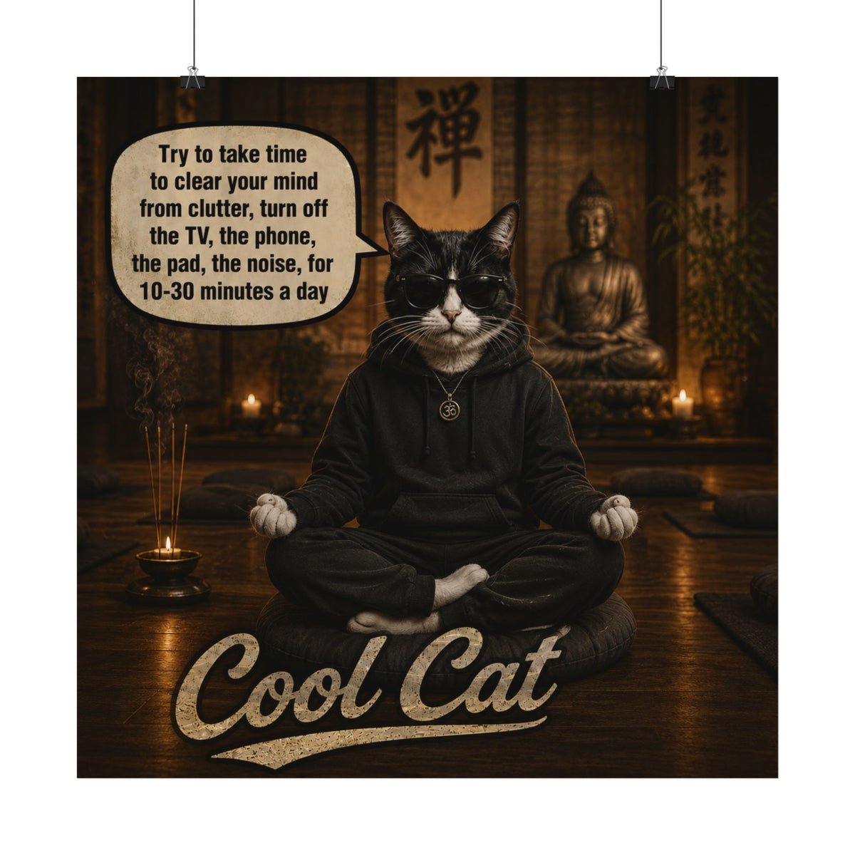 Copy of Cool Cat Satin Poster — Motivational Urban Cat Art Print