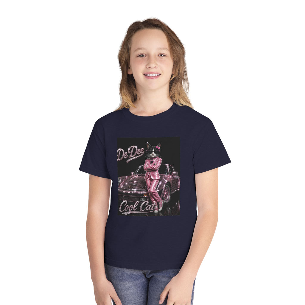 Cool Cat Youth Tee — 'Stay Cool. Work Hard. Never Quit.' Motivational Graphic Tee