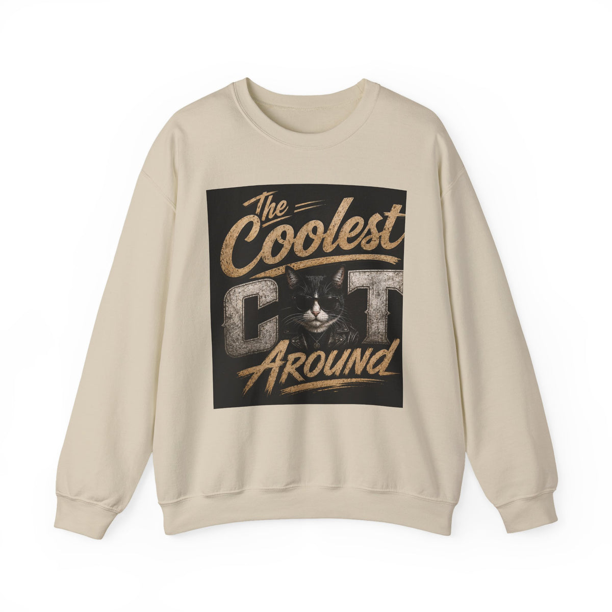 Coolest Cat Around Sweatshirt – Vintage Cat Graphic Crewneck
