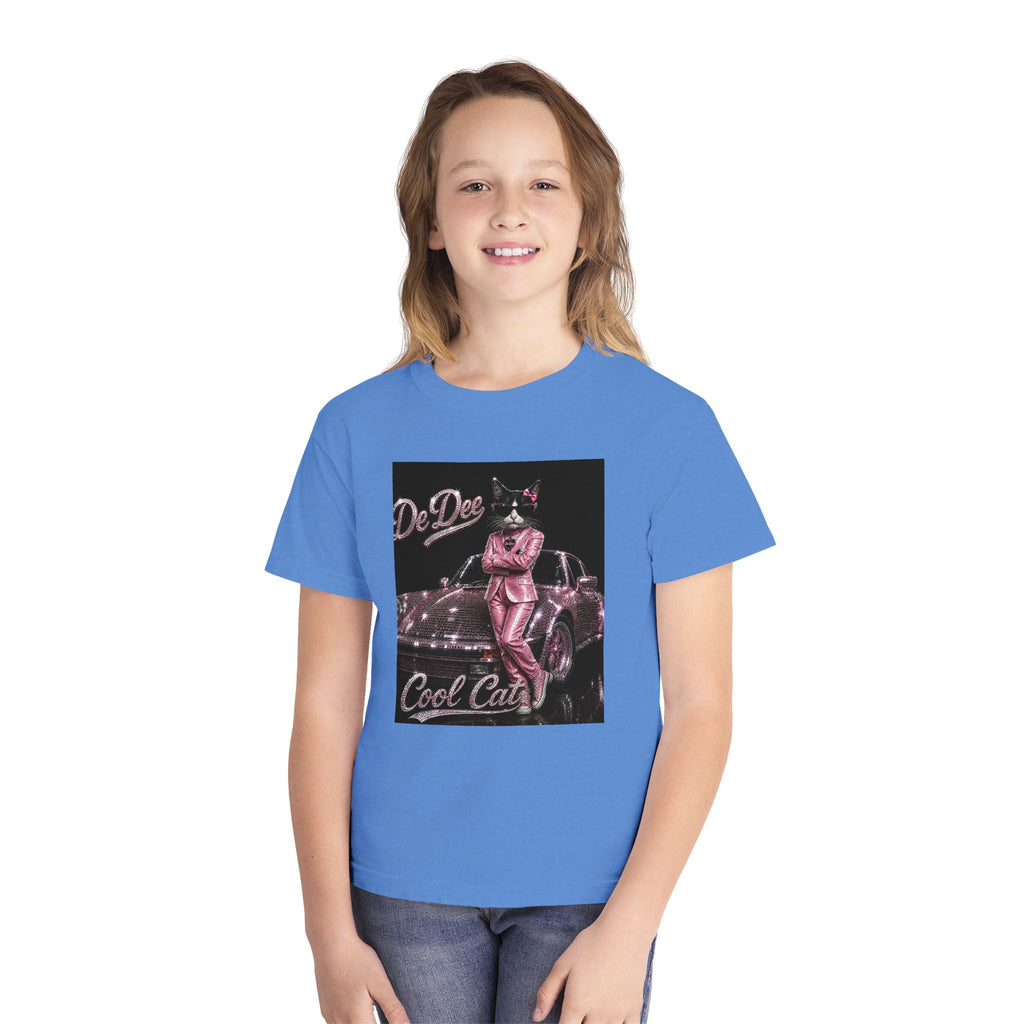 Cool Cat Youth Tee — 'Stay Cool. Work Hard. Never Quit.' Motivational Graphic Tee