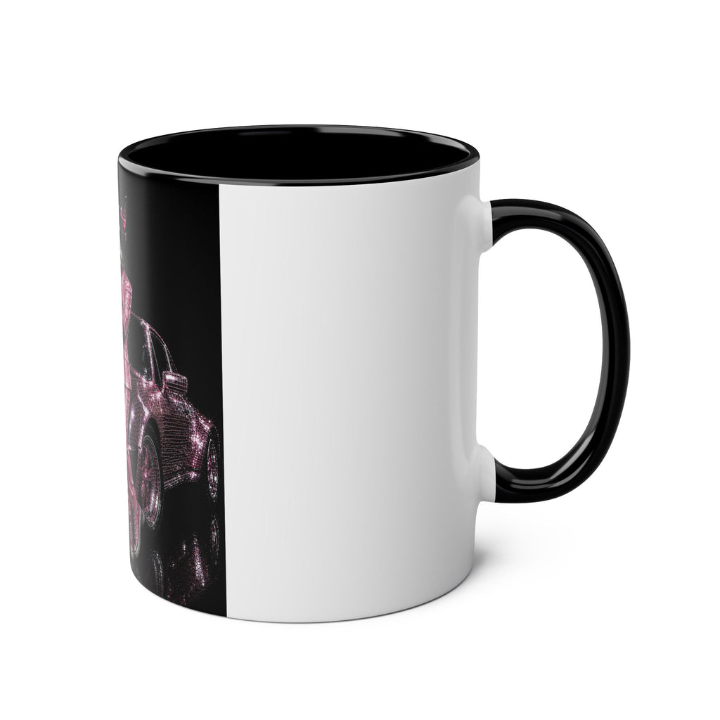 De Dee Sparkle pink car"The Coolest Cat Around"  - 11oz Two-Tone Coffee Mug