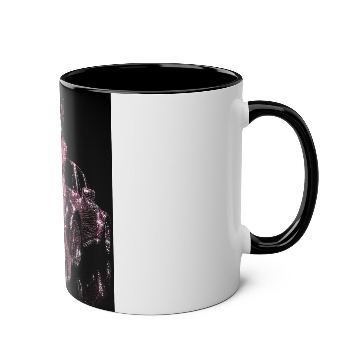 De Dee Sparkle pink car"The Coolest Cat Around"  - 11oz Two-Tone Coffee Mug