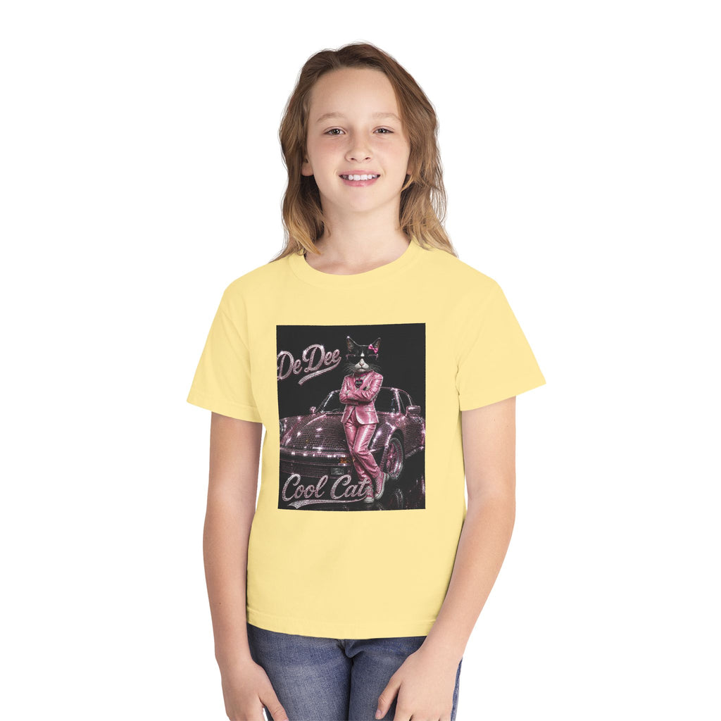 Cool Cat Youth Tee — 'Stay Cool. Work Hard. Never Quit.' Motivational Graphic Tee