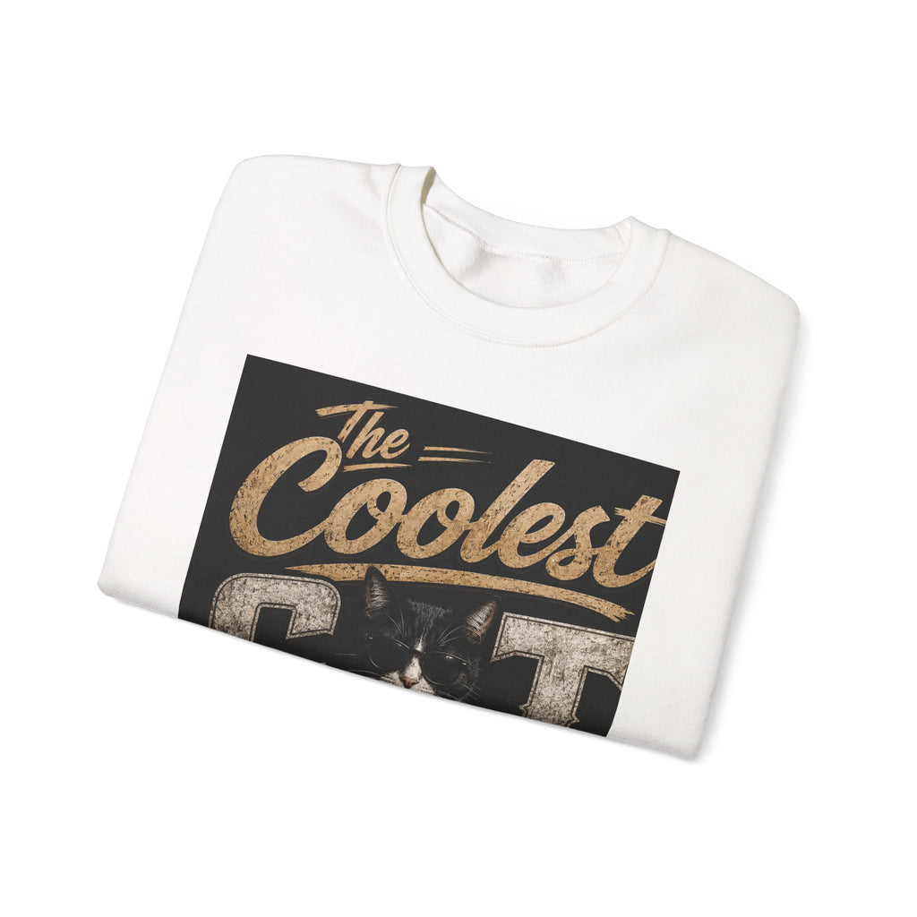 Coolest Cat Around Sweatshirt – Vintage Cat Graphic Crewneck