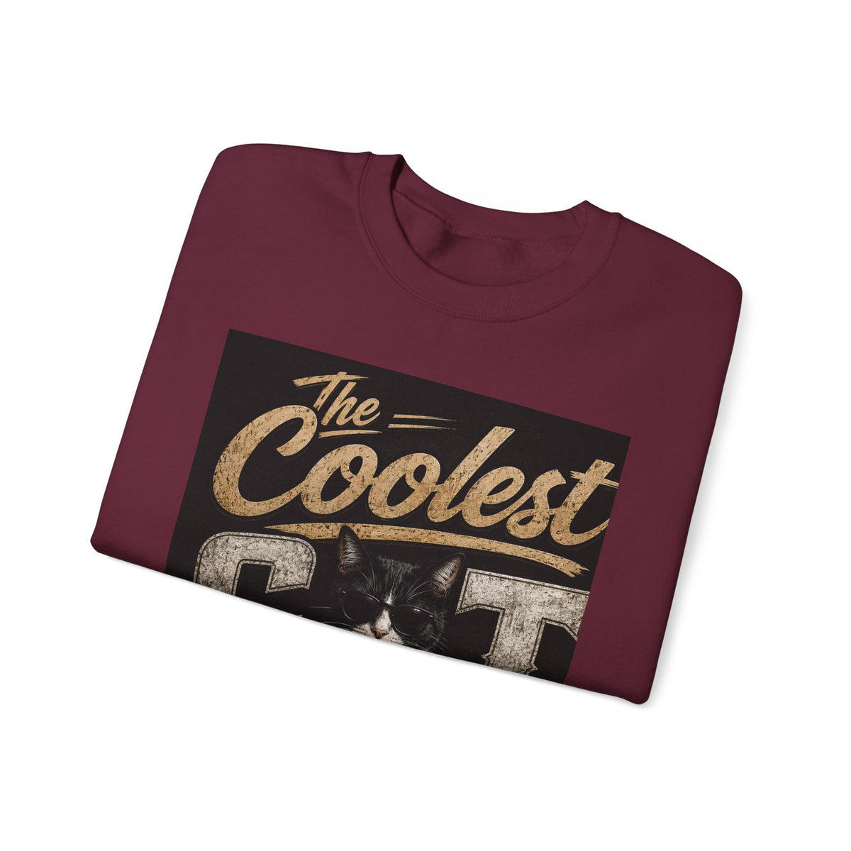 Coolest Cat Around Sweatshirt – Vintage Cat Graphic Crewneck