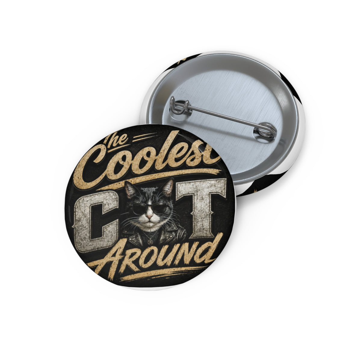 Coolest Cat Around Pin Button — Funny Cat Lover Badge
