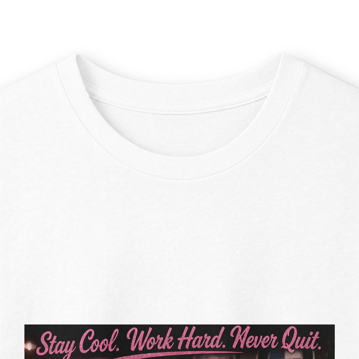 Cool Cat Long Sleeve Tee – "Stay Cool. Work Hard. Never Quit." Graphic Shirt