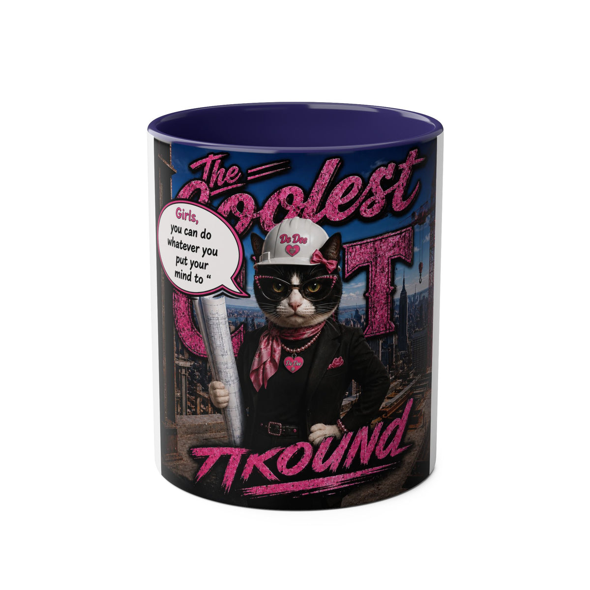 Construction Boss "The Coolest Cat Around"  - 11oz Two-Tone Coffee Mug