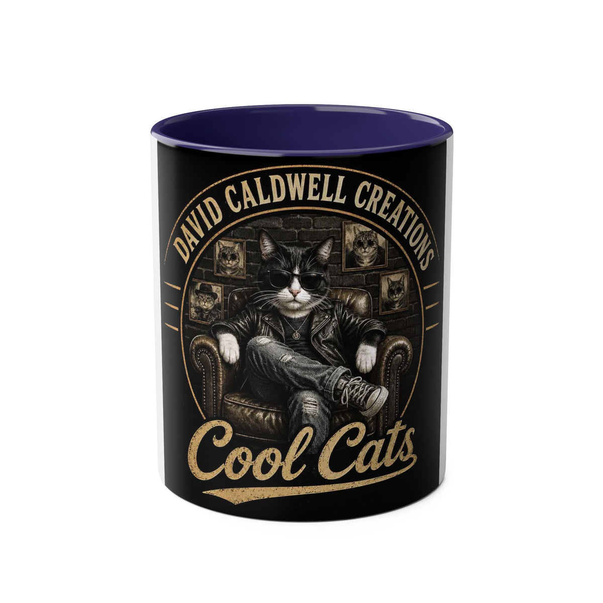 COOL CAT LOGO TUXEDO IN CHAIR - 11oz Two-Tone Coffee Mug