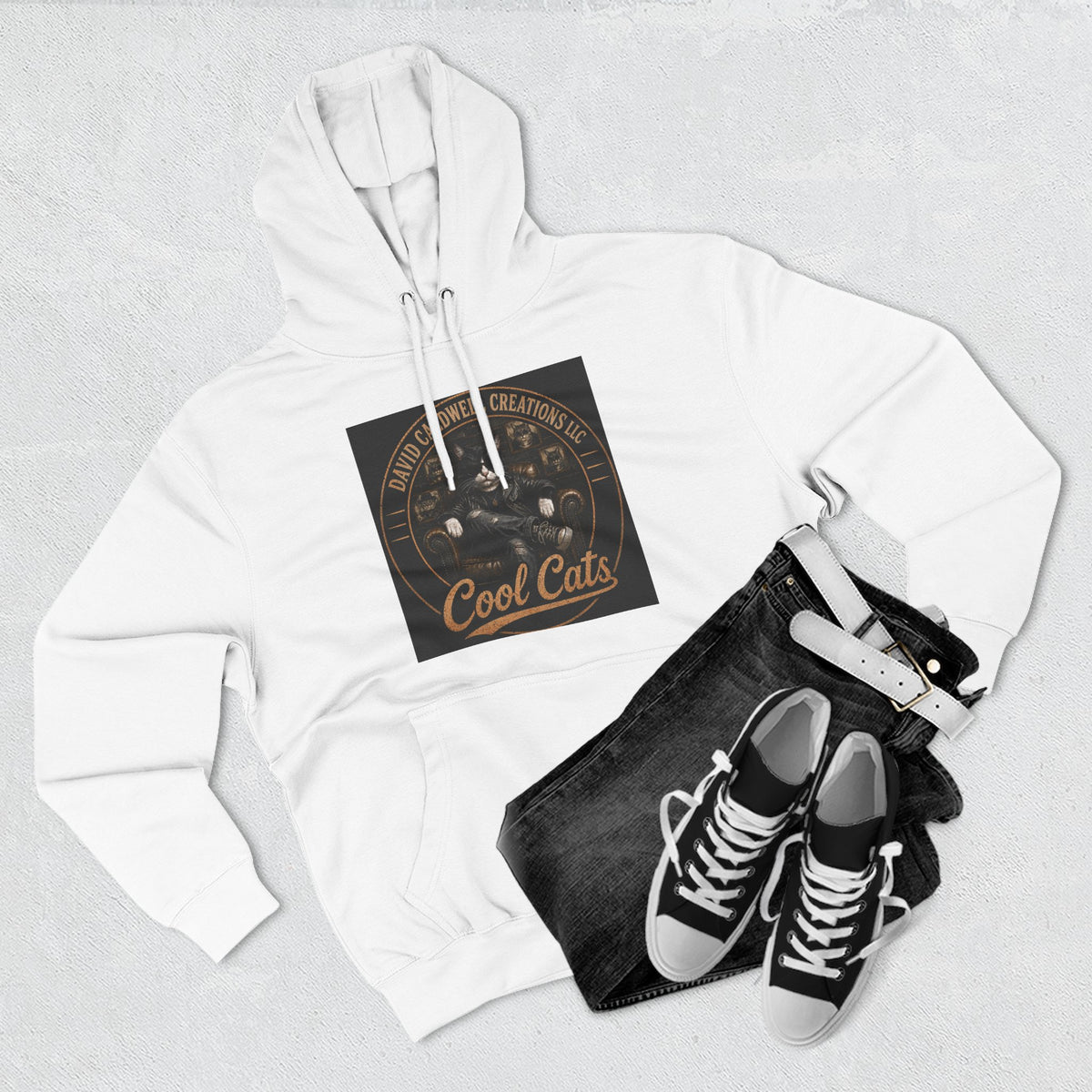 Cool Cats Vintage Graphic Hoodie — Retro Cat Band Design