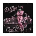 Cool Cat Sparkle pink car Satin Poster — "Stay Cool. Work Hard. Never Quit." Motivational Cat on the globe.