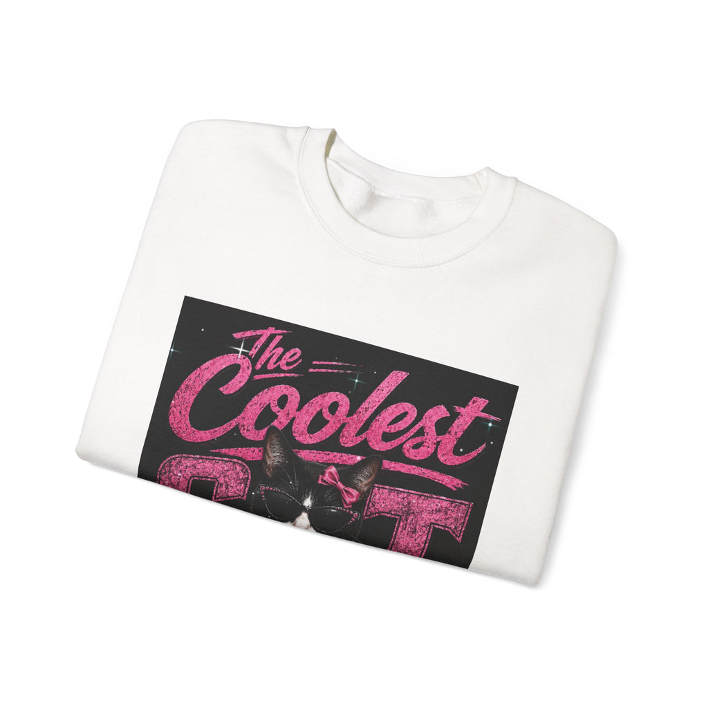 Coolest Cat Around Sweatshirt — Retro Cat Graphic Crewneck