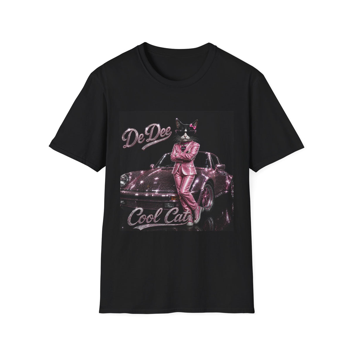 Cool Cat sparkles pink car Motivational T-Shirt — "Stay Cool. Work Hard. Never Quit."