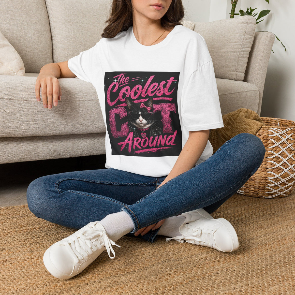 The Coolest Cat Around Pink T-Shirt