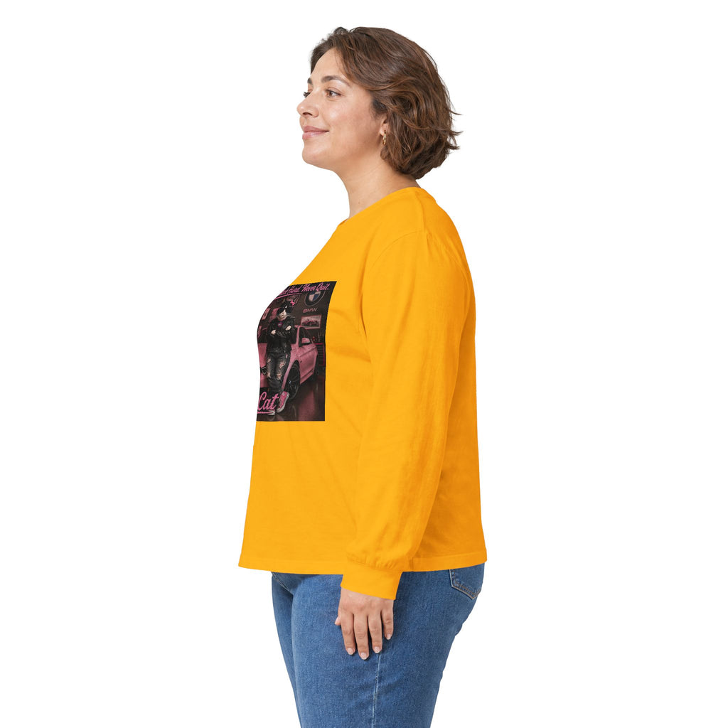 Cool Cat Long Sleeve Tee – "Stay Cool. Work Hard. Never Quit." Graphic Shirt