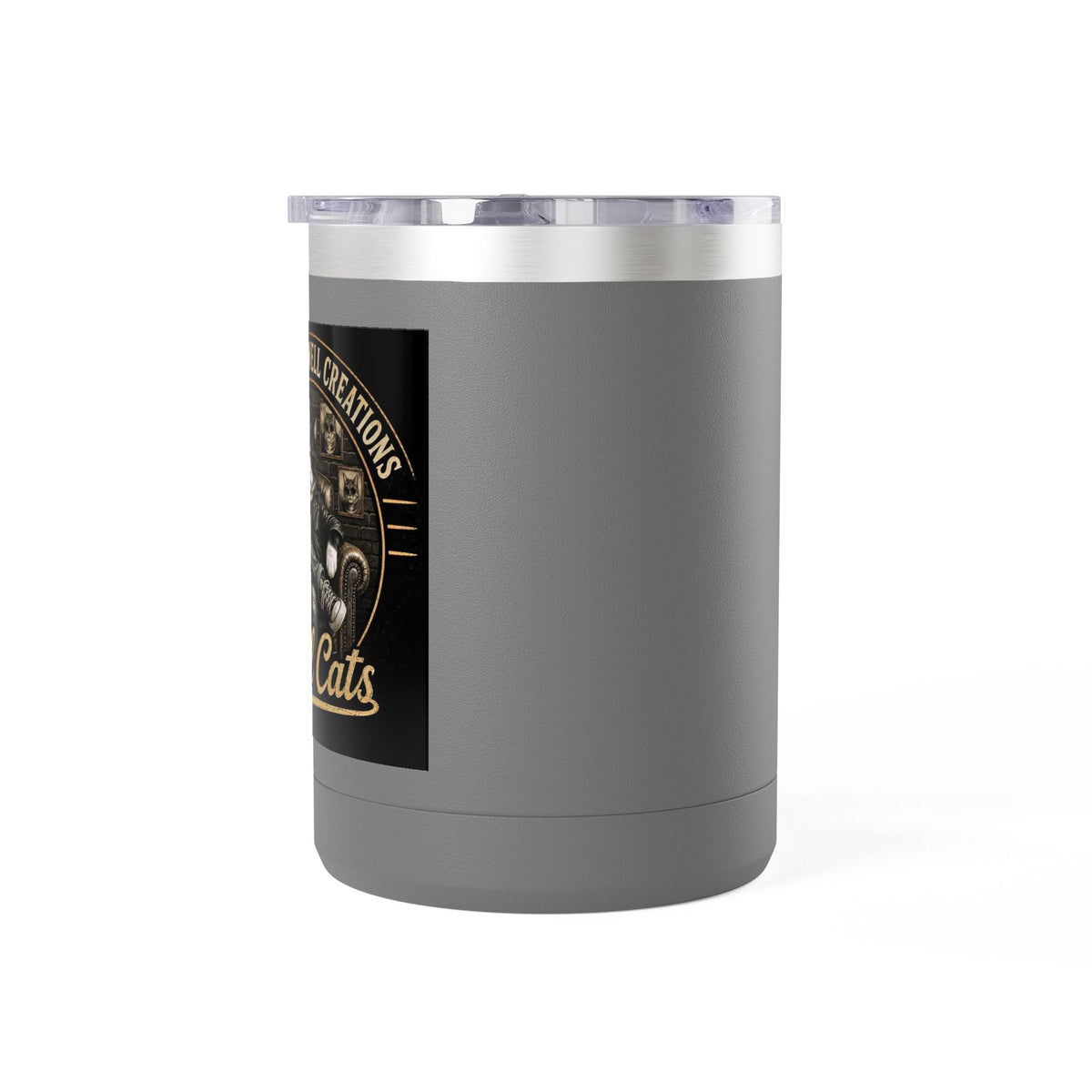 15oz Insulated Travel Mug — "Rescue Meow" Vintage Rescue Cats Design