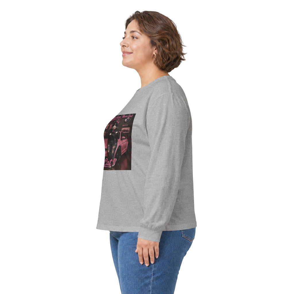 Cool Cat Long Sleeve Tee – "Stay Cool. Work Hard. Never Quit." Graphic Shirt