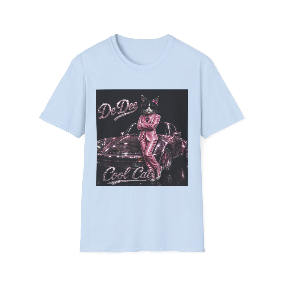 Cool Cat sparkles pink car Motivational T-Shirt — "Stay Cool. Work Hard. Never Quit."