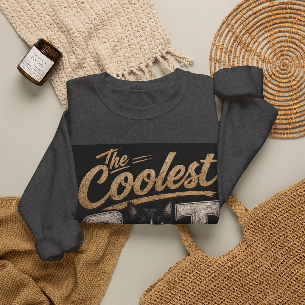 Coolest Cat Around Sweatshirt – Vintage Cat Graphic Crewneck