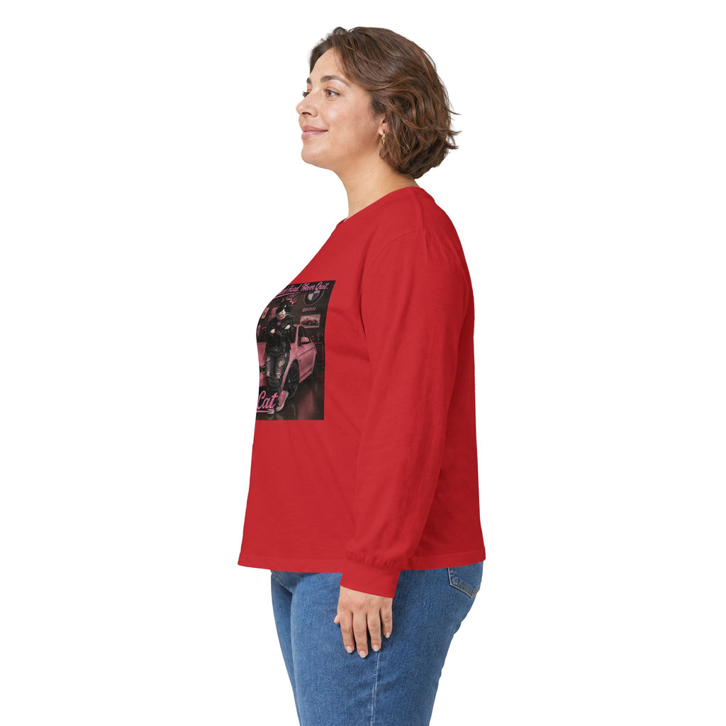 Cool Cat Long Sleeve Tee – "Stay Cool. Work Hard. Never Quit." Graphic Shirt