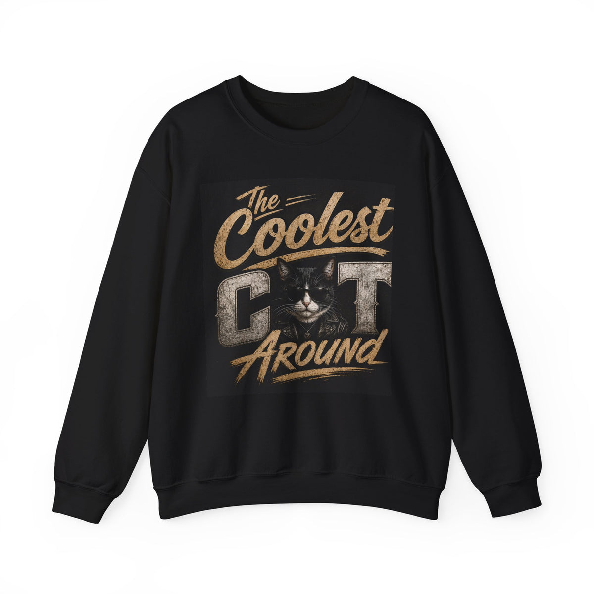 Coolest Cat Around Sweatshirt – Vintage Cat Graphic Crewneck