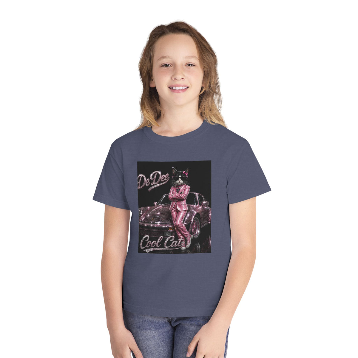 Cool Cat Youth Tee — 'Stay Cool. Work Hard. Never Quit.' Motivational Graphic Tee