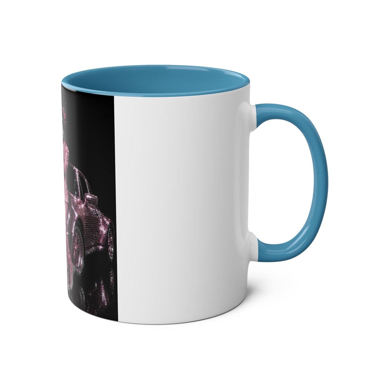 De Dee Sparkle pink car"The Coolest Cat Around"  - 11oz Two-Tone Coffee Mug
