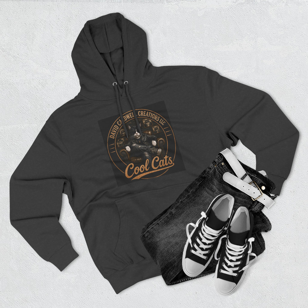 Cool Cats Vintage Graphic Hoodie — Retro Cat Band Design