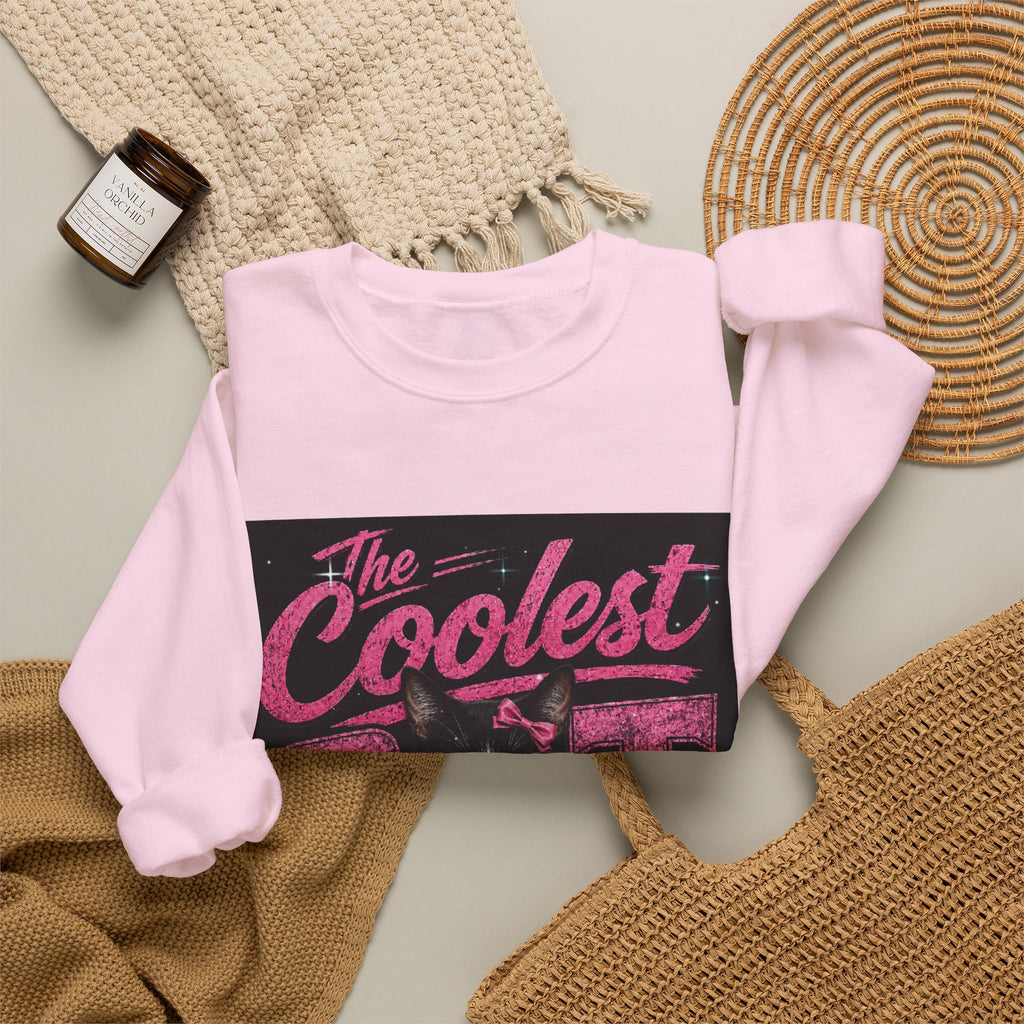 Coolest Cat Around Sweatshirt — Retro Cat Graphic Crewneck