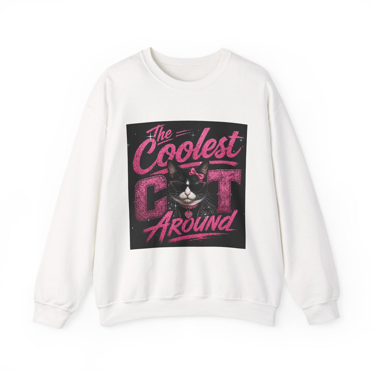 Coolest Cat Around Sweatshirt — Retro Cat Graphic Crewneck