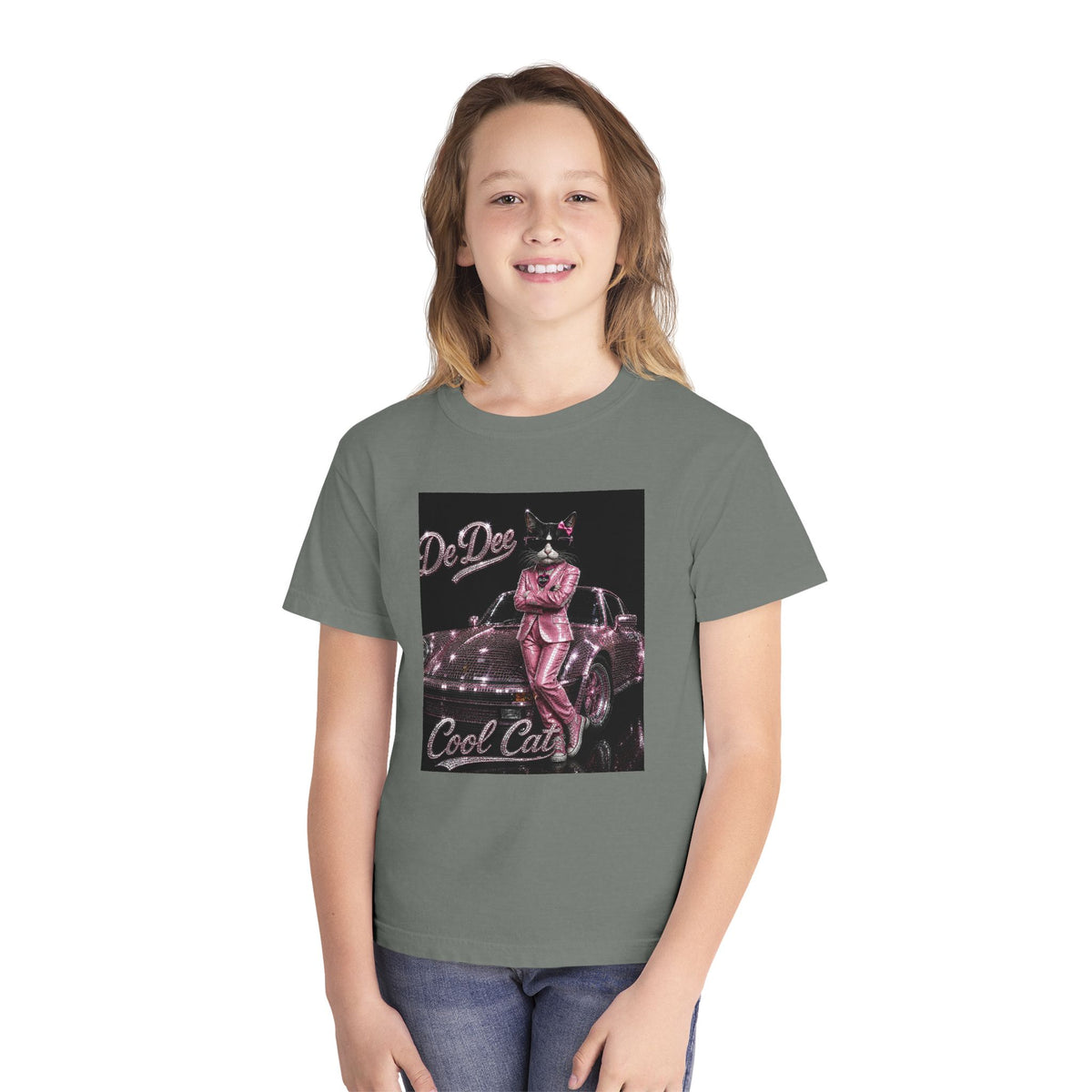 Cool Cat Youth Tee — 'Stay Cool. Work Hard. Never Quit.' Motivational Graphic Tee
