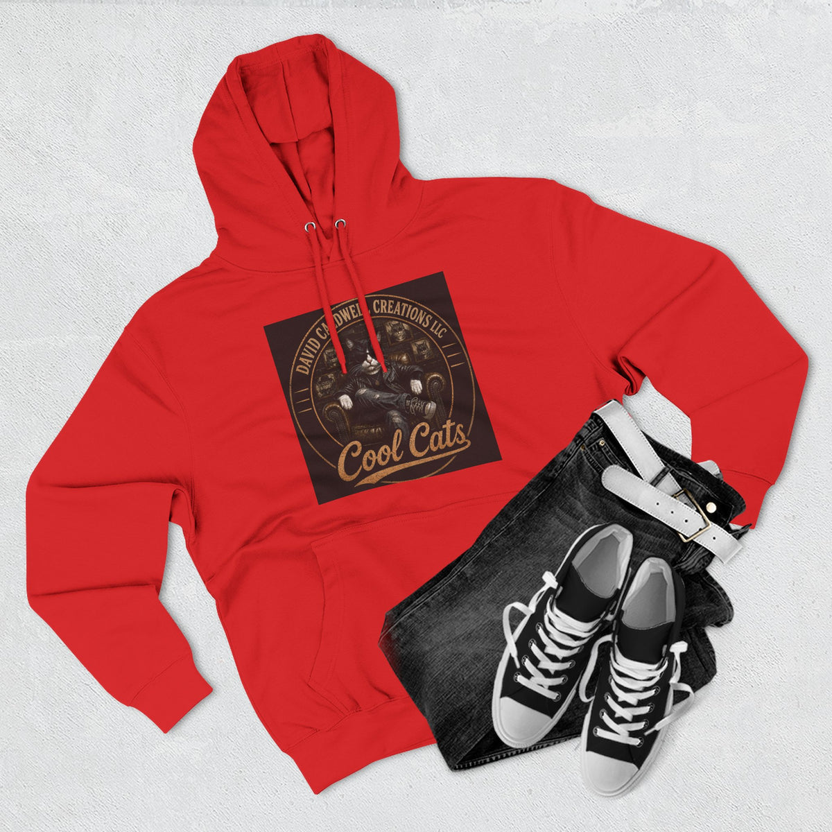 Cool Cats Vintage Graphic Hoodie — Retro Cat Band Design