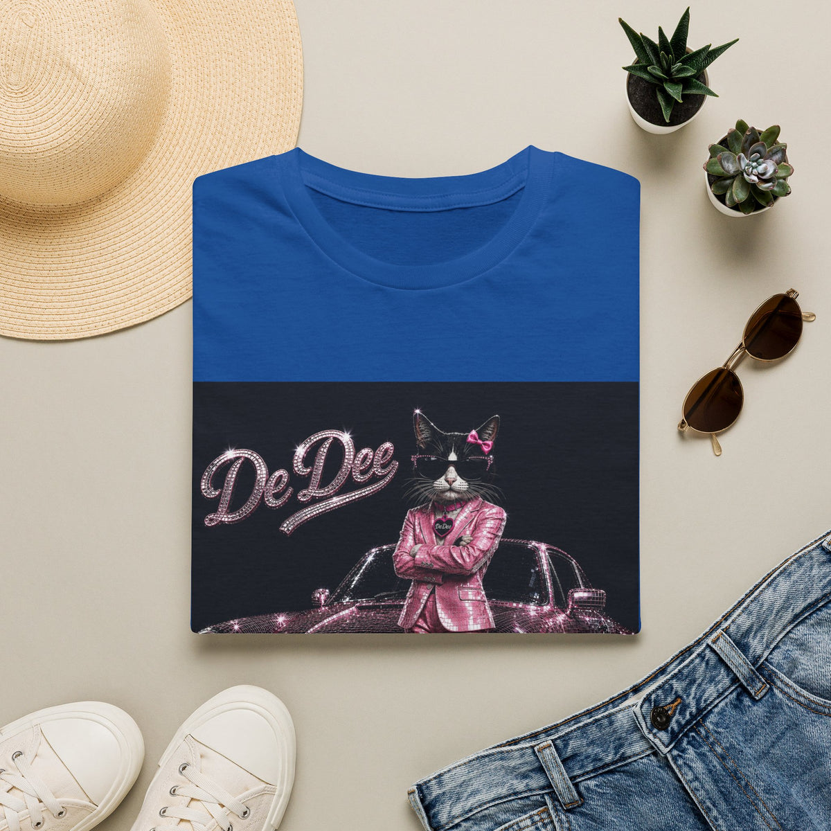 Cool Cat sparkles pink car Motivational T-Shirt — "Stay Cool. Work Hard. Never Quit."