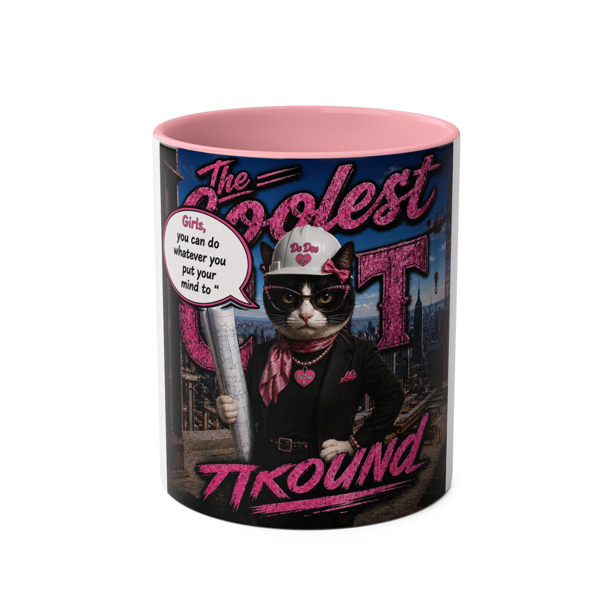 Construction Boss "The Coolest Cat Around"  - 11oz Two-Tone Coffee Mug